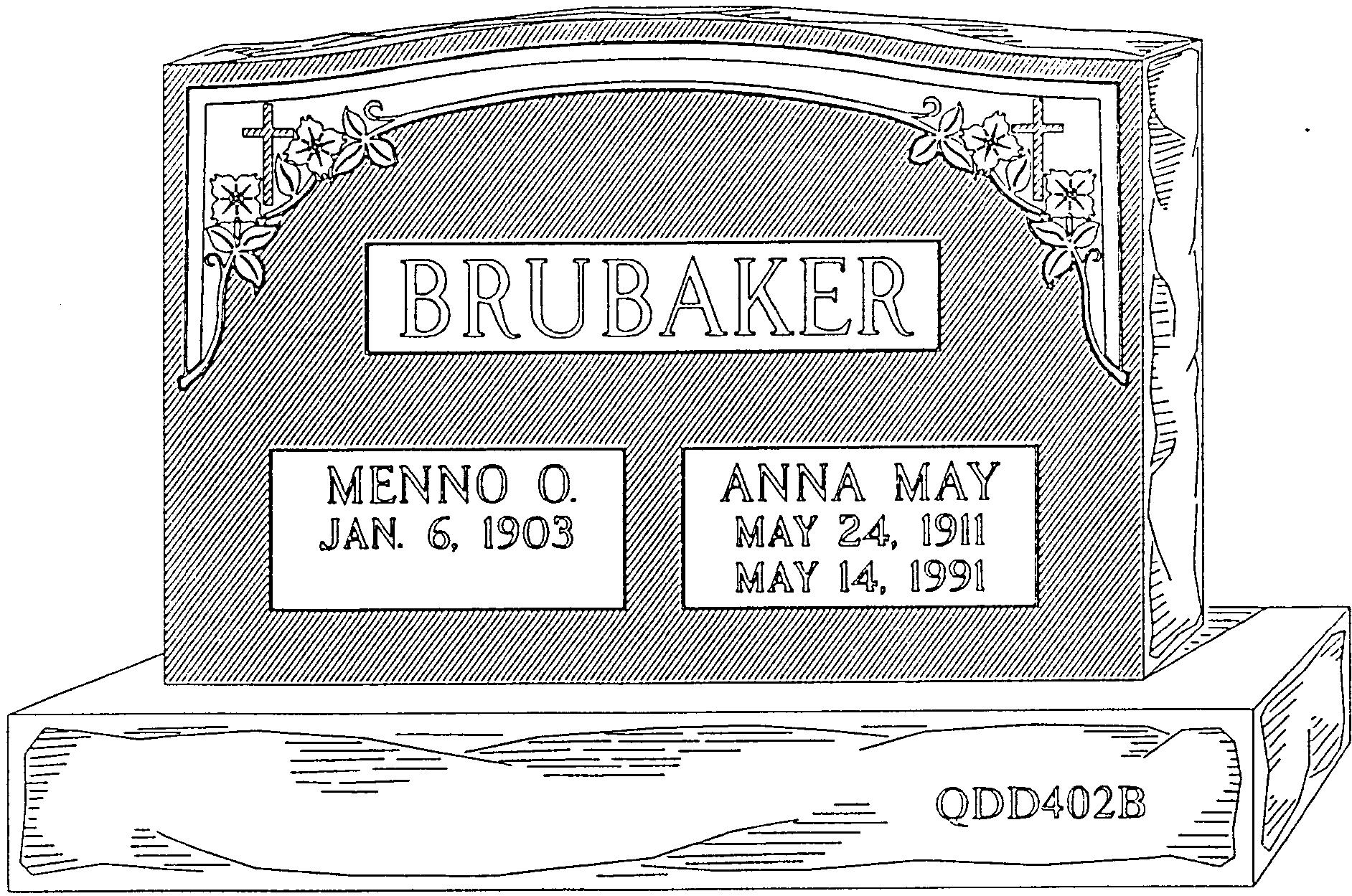 a black and white drawing of a gravestone for brubaker