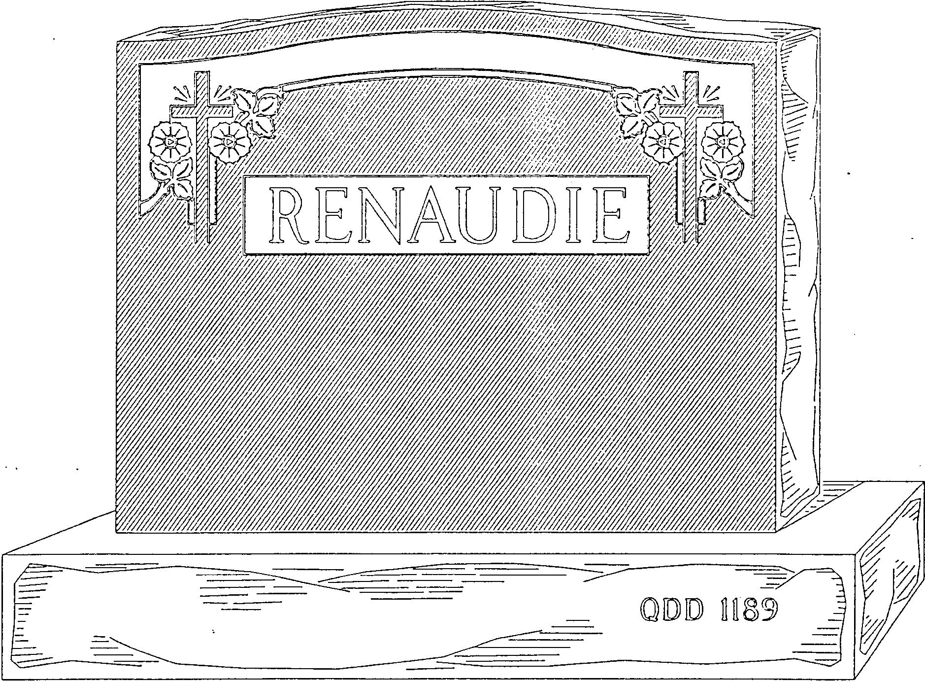 a black and white drawing of a gravestone for renaudie