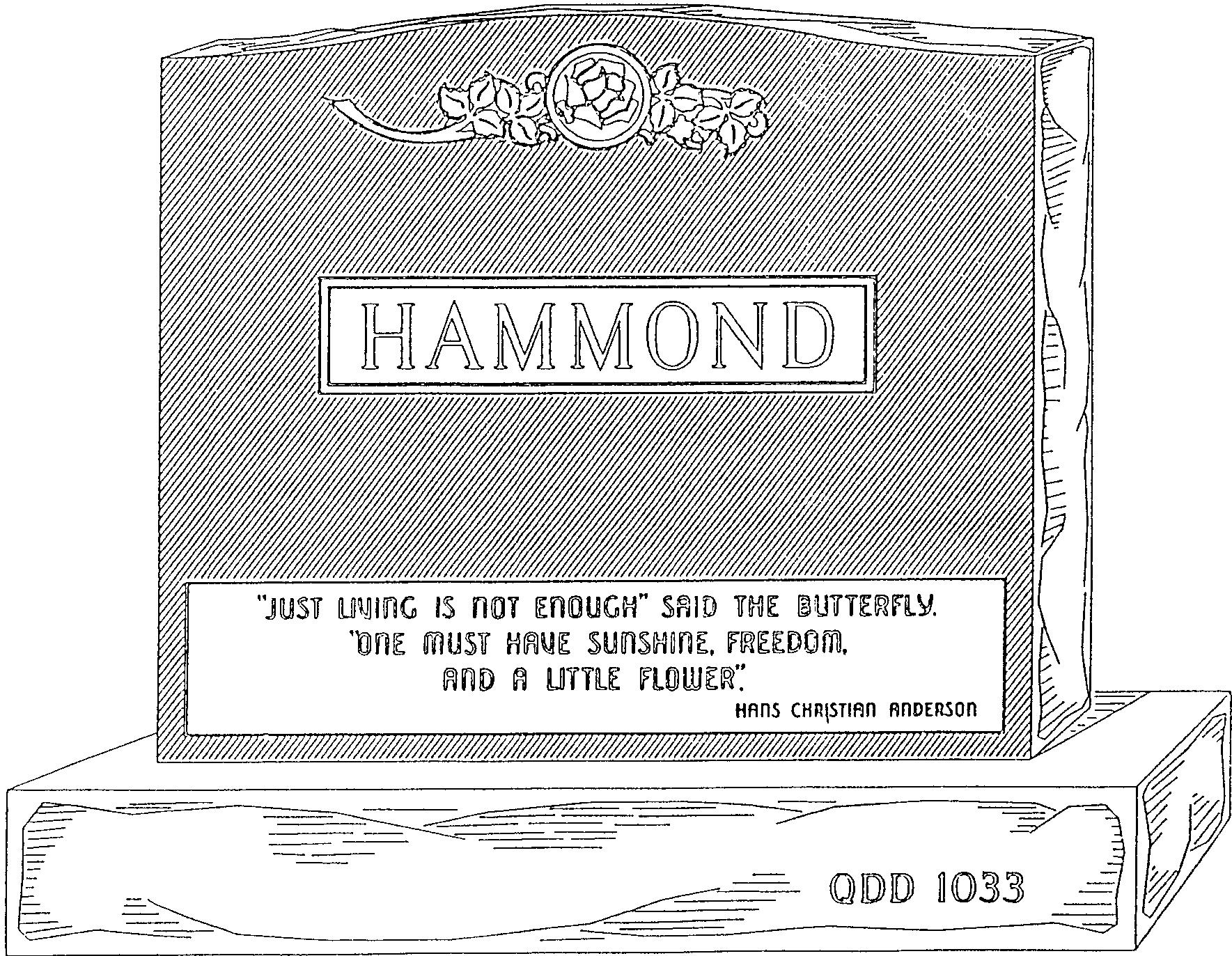 a black and white drawing of a gravestone for hammond
