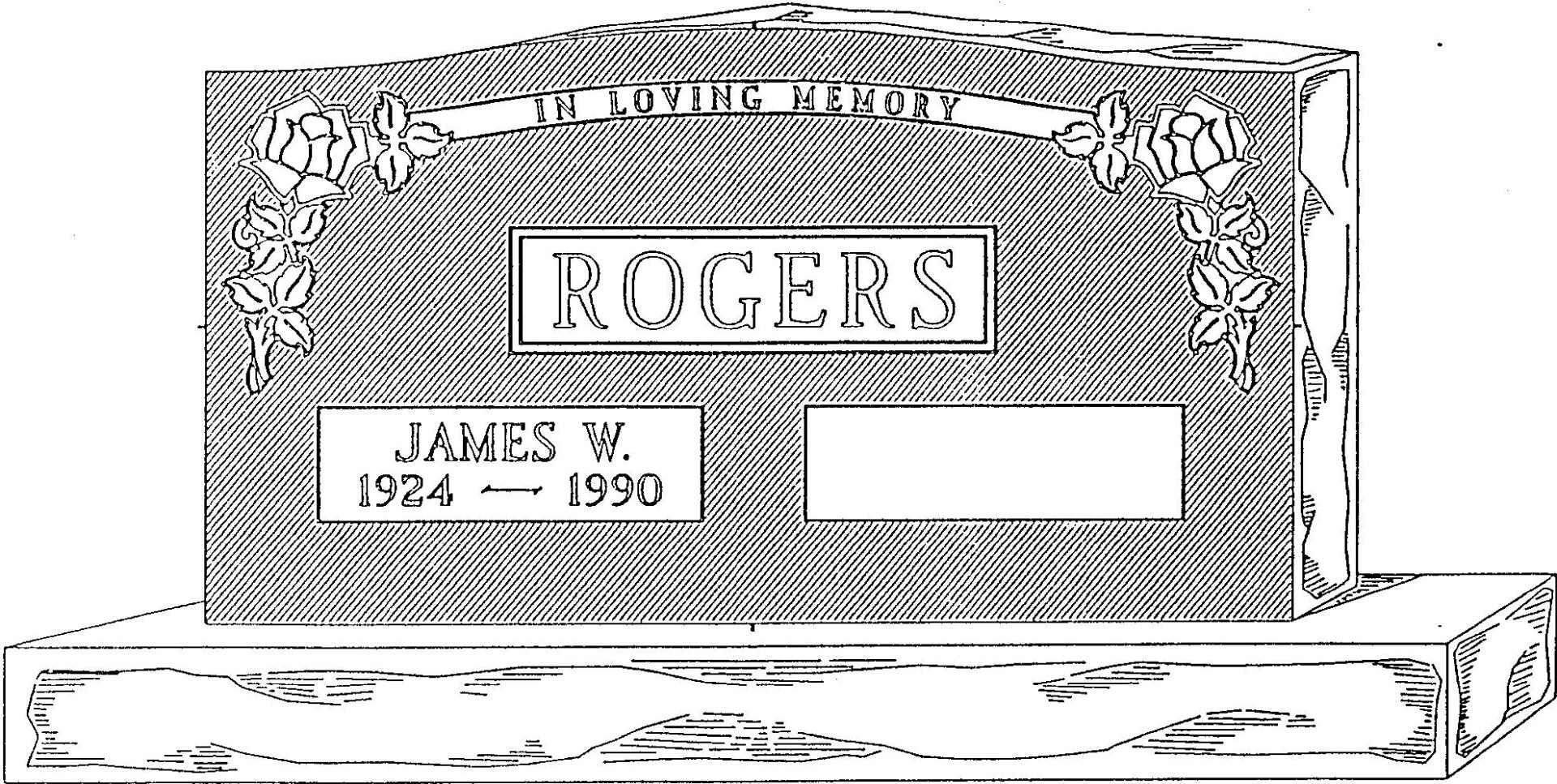 a black and white drawing of a gravestone with the name rogers on it .