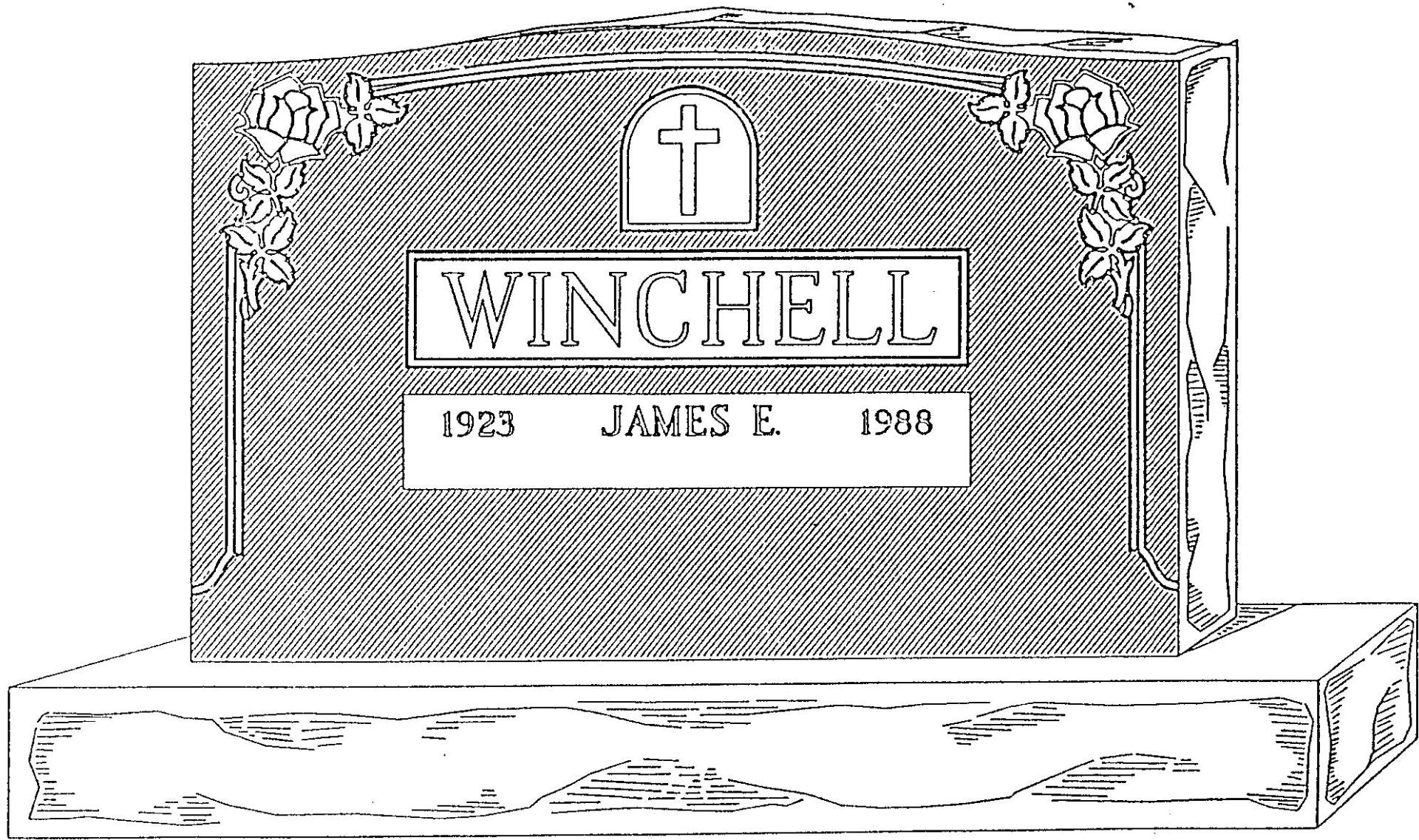 a black and white drawing of a gravestone for winchell