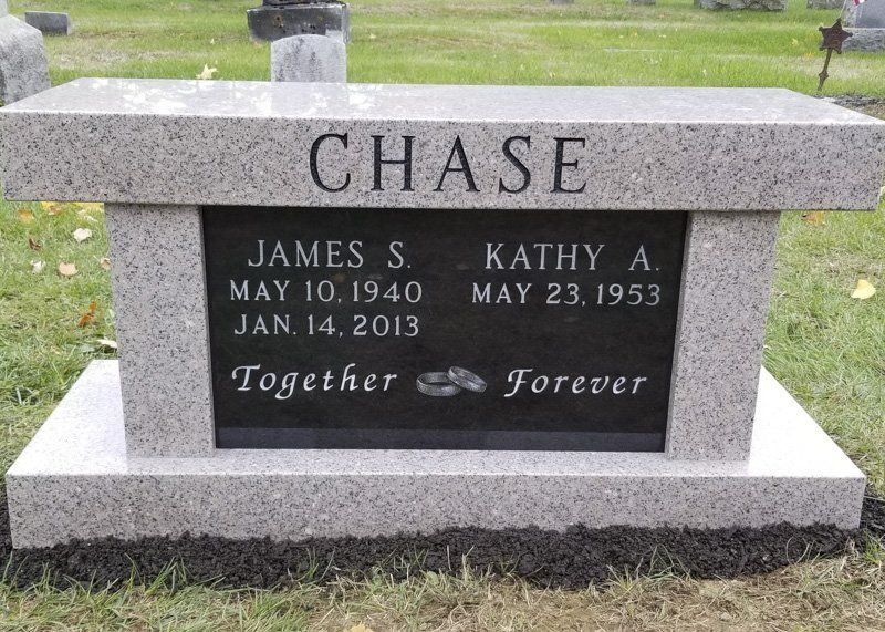 cremation bench installed by Champlain Monuments