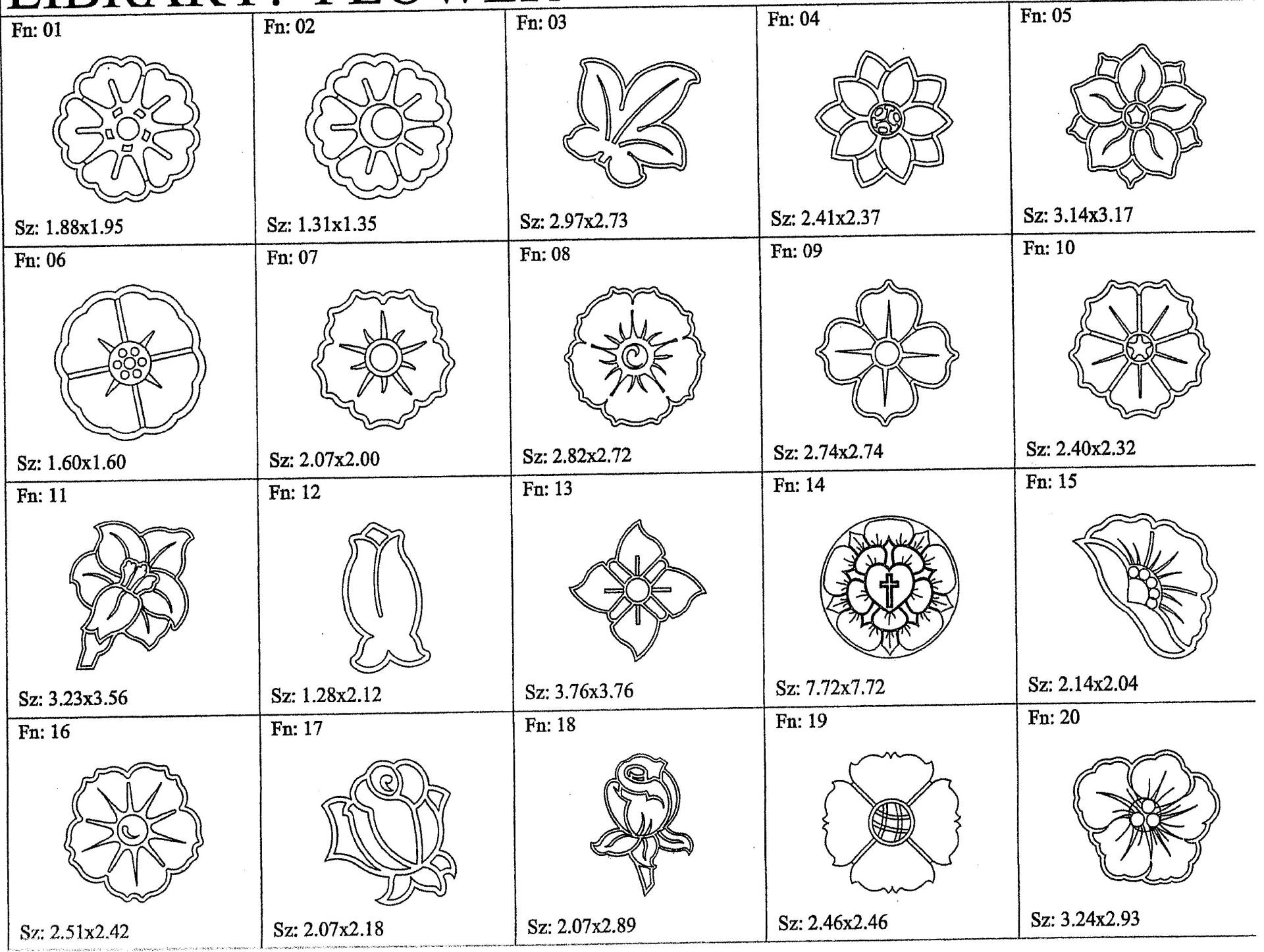 a bunch of drawings of flowers on a white background