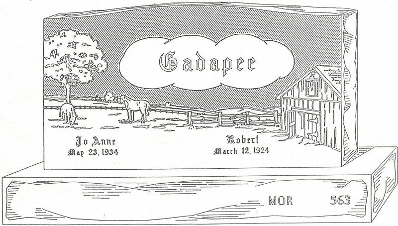 a black and white drawing of a gravestone with the name dadapee on it