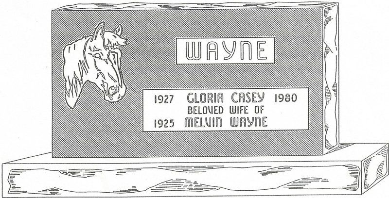 a black and white drawing of a gravestone for wayne and gloria casey