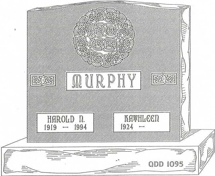 a black and white drawing of a gravestone for murphy .