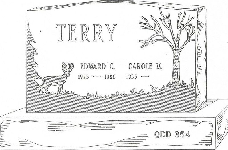 a black and white drawing of a gravestone for terry