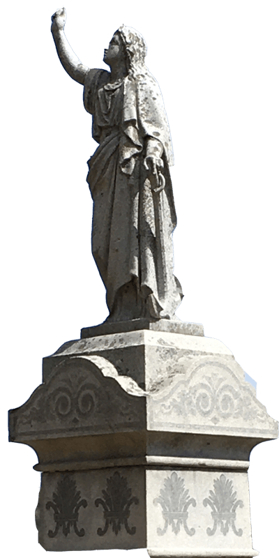 a statue of a woman standing on top of a stone pedestal .