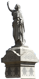 a statue of a woman standing on top of a stone pedestal .