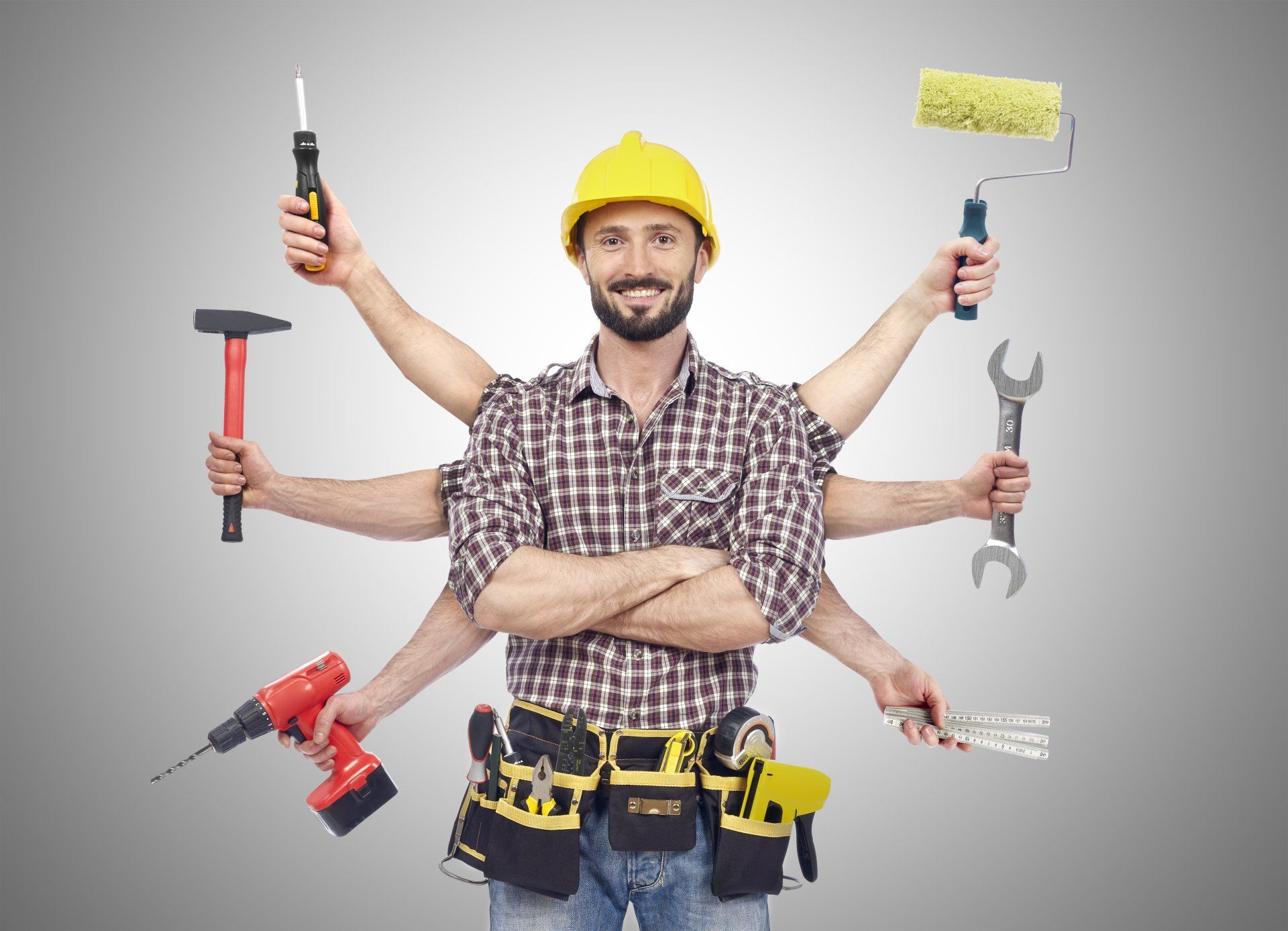 Handyman holding tools