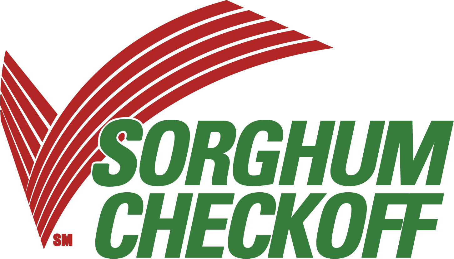 A green and red logo for sorghum checkoff
