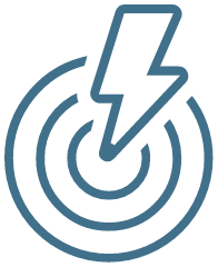 Blue target with a lightning bolt striking the center.