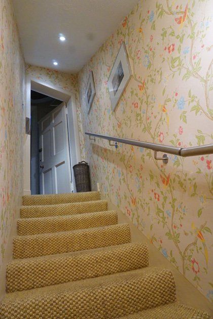 A last minute stainless steel handrail custom made and fitted to provide safe access to a basement flat example 3