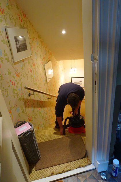 A last minute stainless steel handrail custom made and fitted to provide safe access to a basement flat example 7