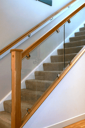 Oak and glass balustrade example 7