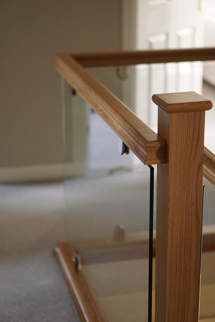 Oak and glass balustrade example 6