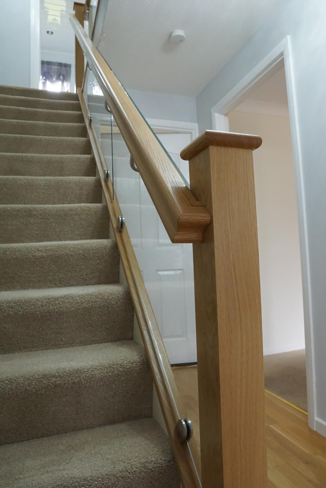East Calder Oak and glass balustrade example 1