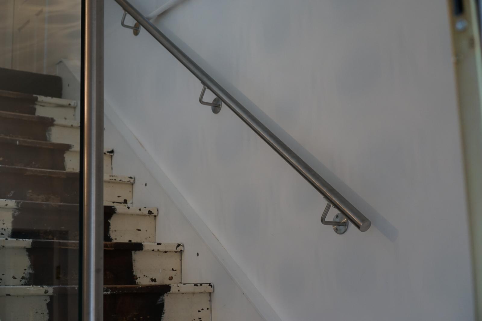 Stainless steel and glass balustrade and stainless steel handrail example 2