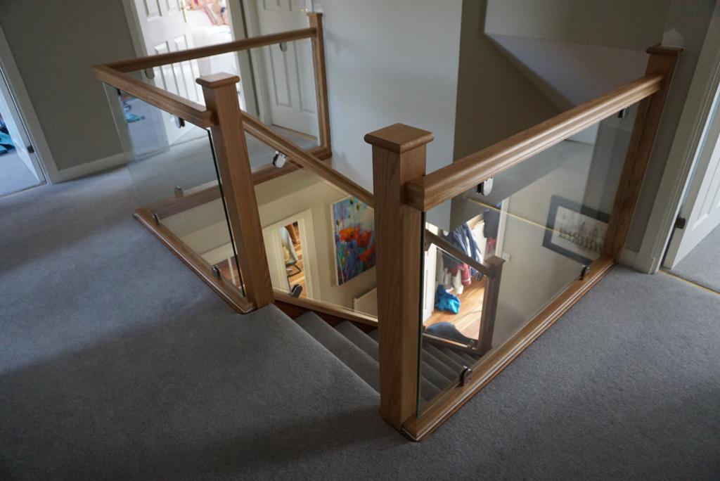 Oak and glass balustrade example 3