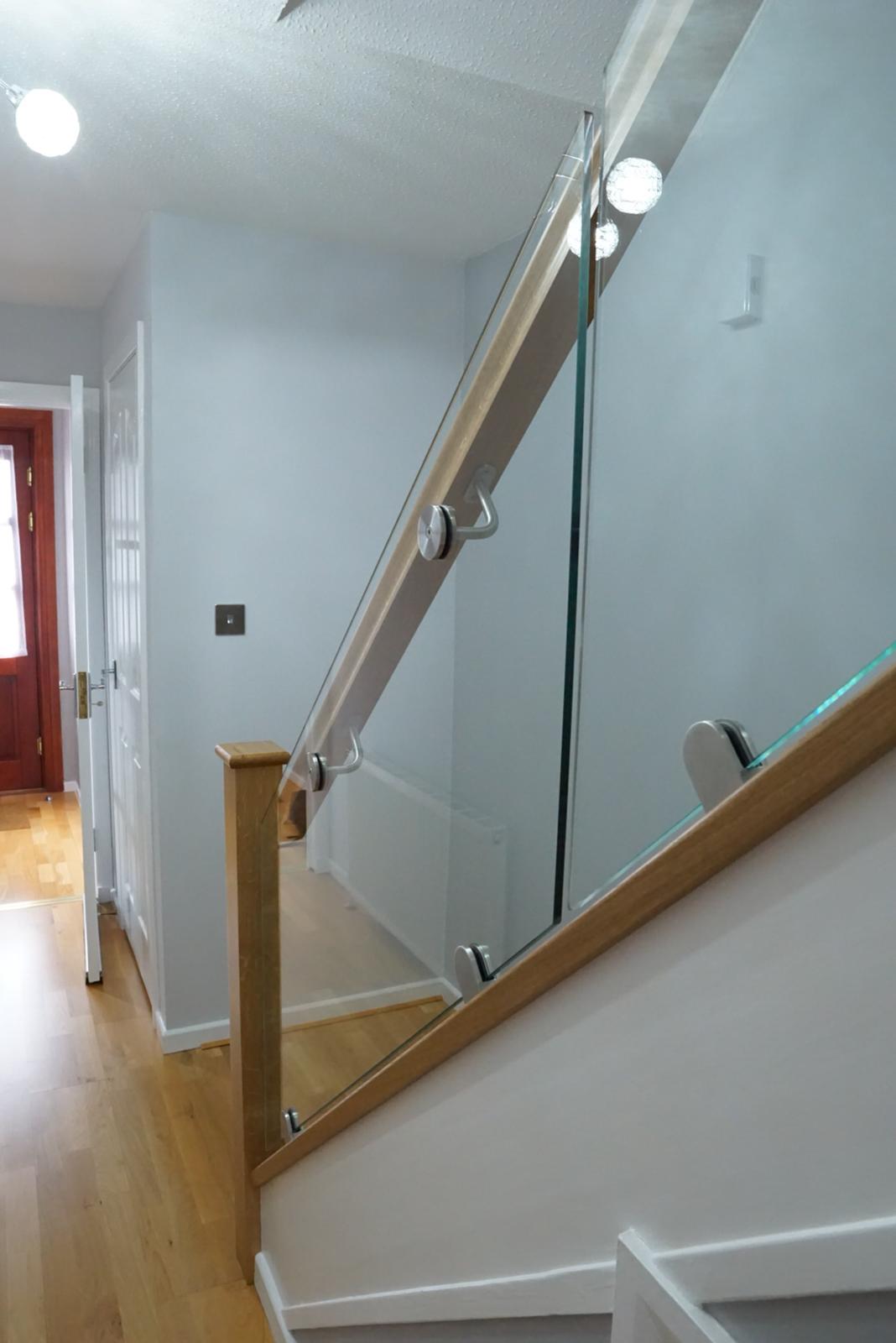 East Calder Oak and glass balustrade example 5