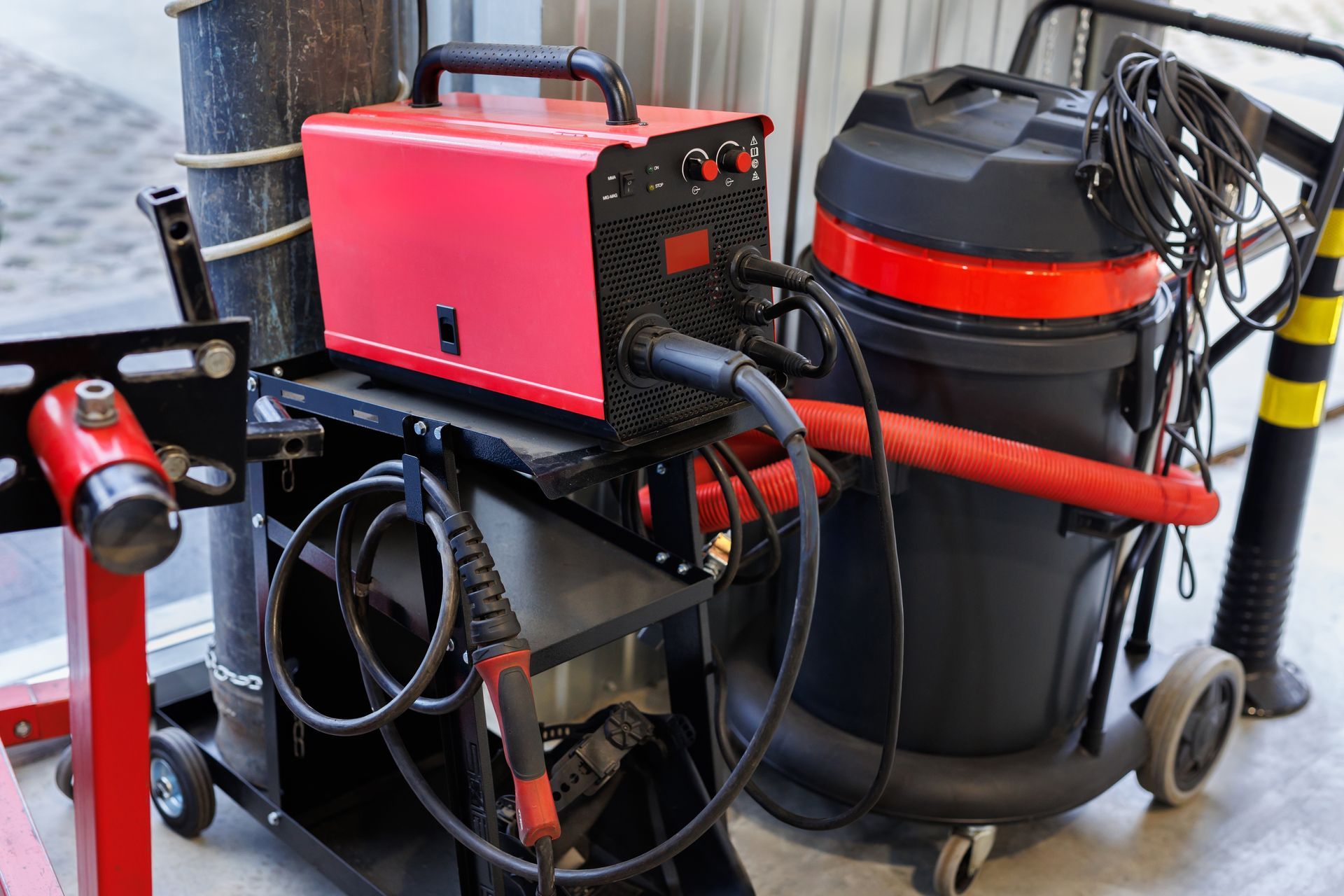 Red Welding Machine — Chris Horton Manufacturing in Bathurst, NSW