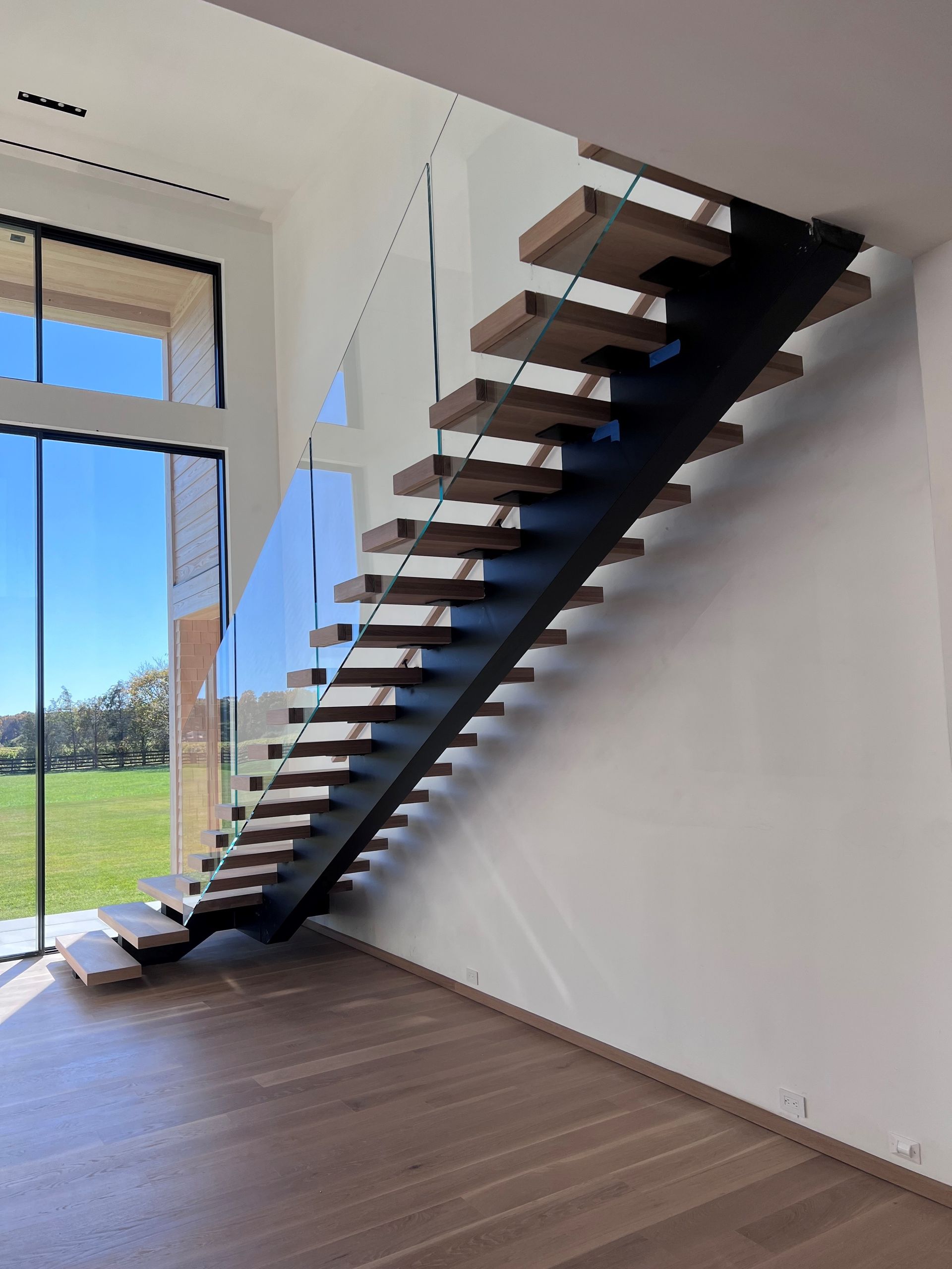 A floating staircase in a house. 