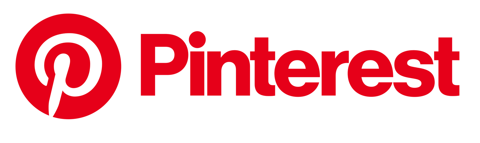 A red pinterest logo on a white background