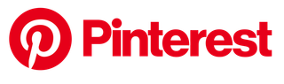 A red pinterest logo on a white background