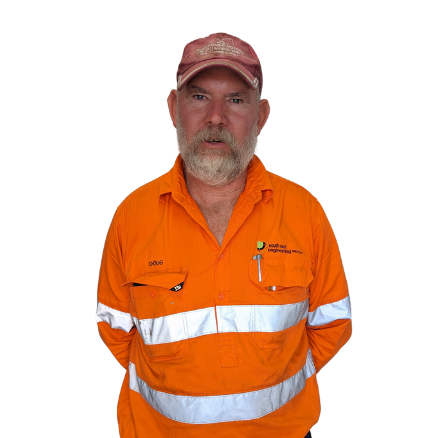 A man with a beard wearing an orange shirt and a red hat