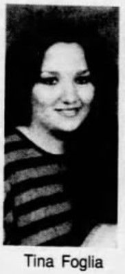 A black and white photo of a woman named tina foglia