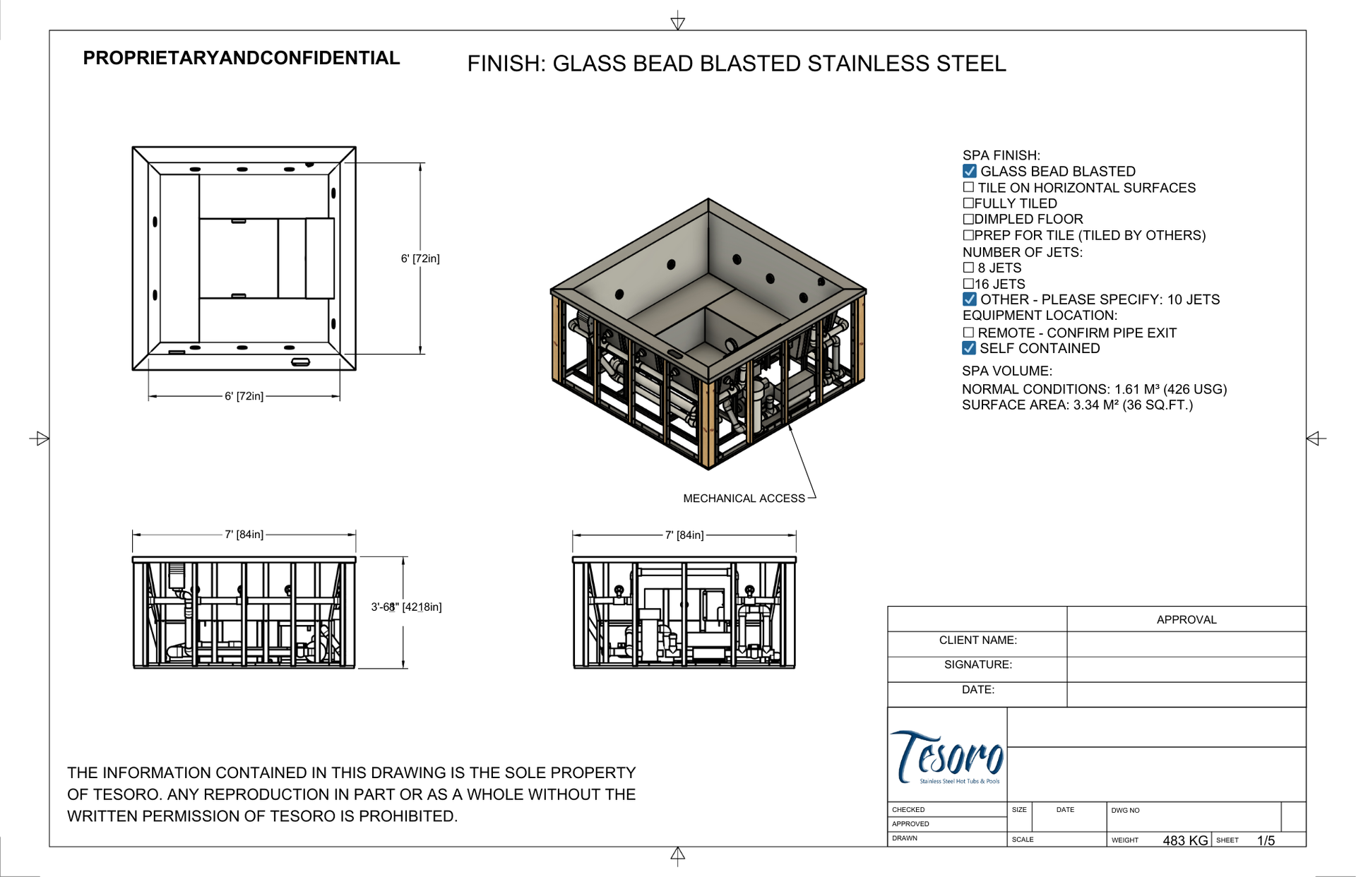 Diagram of a structure with multiple views and technical details.