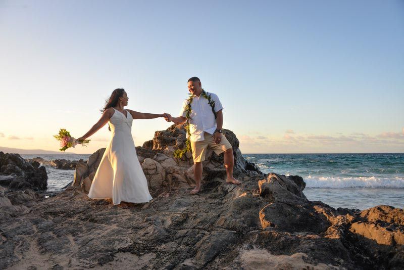 couple overlooking beach