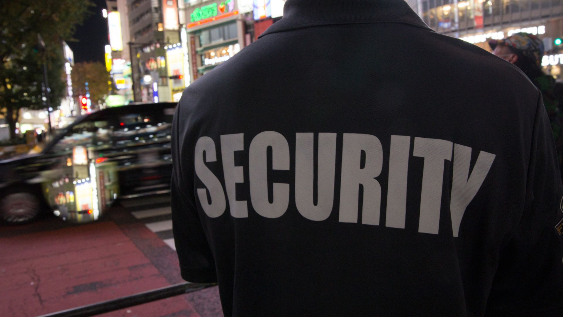 Back of a security guard's uniform with 