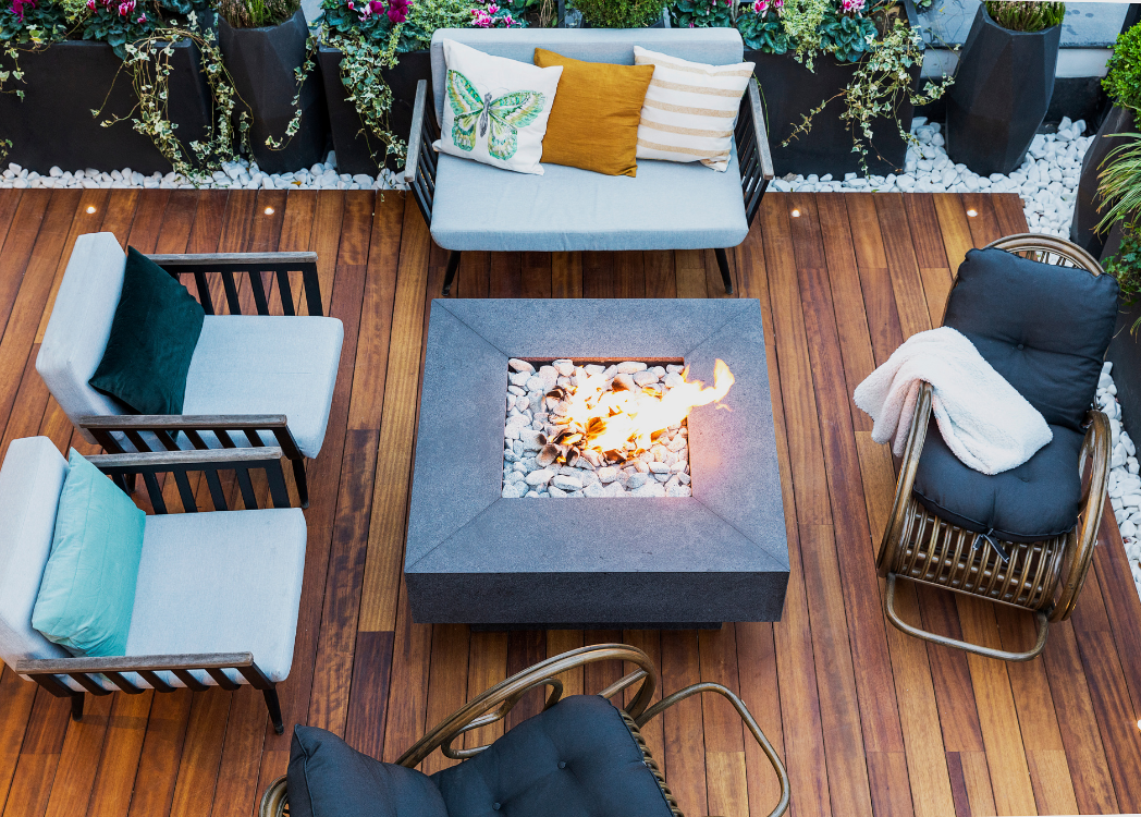 backyard deck in Chicago summer