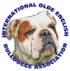 the logo for the international olde english bulldogge association shows a bulldog 's face