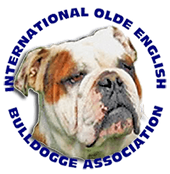 the logo for the international olde english bulldogge association shows a bulldog 's face