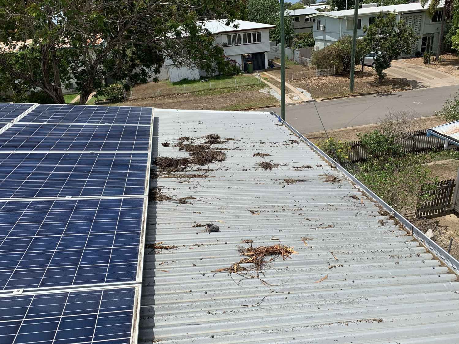 A roof with a lot of solar panels on it