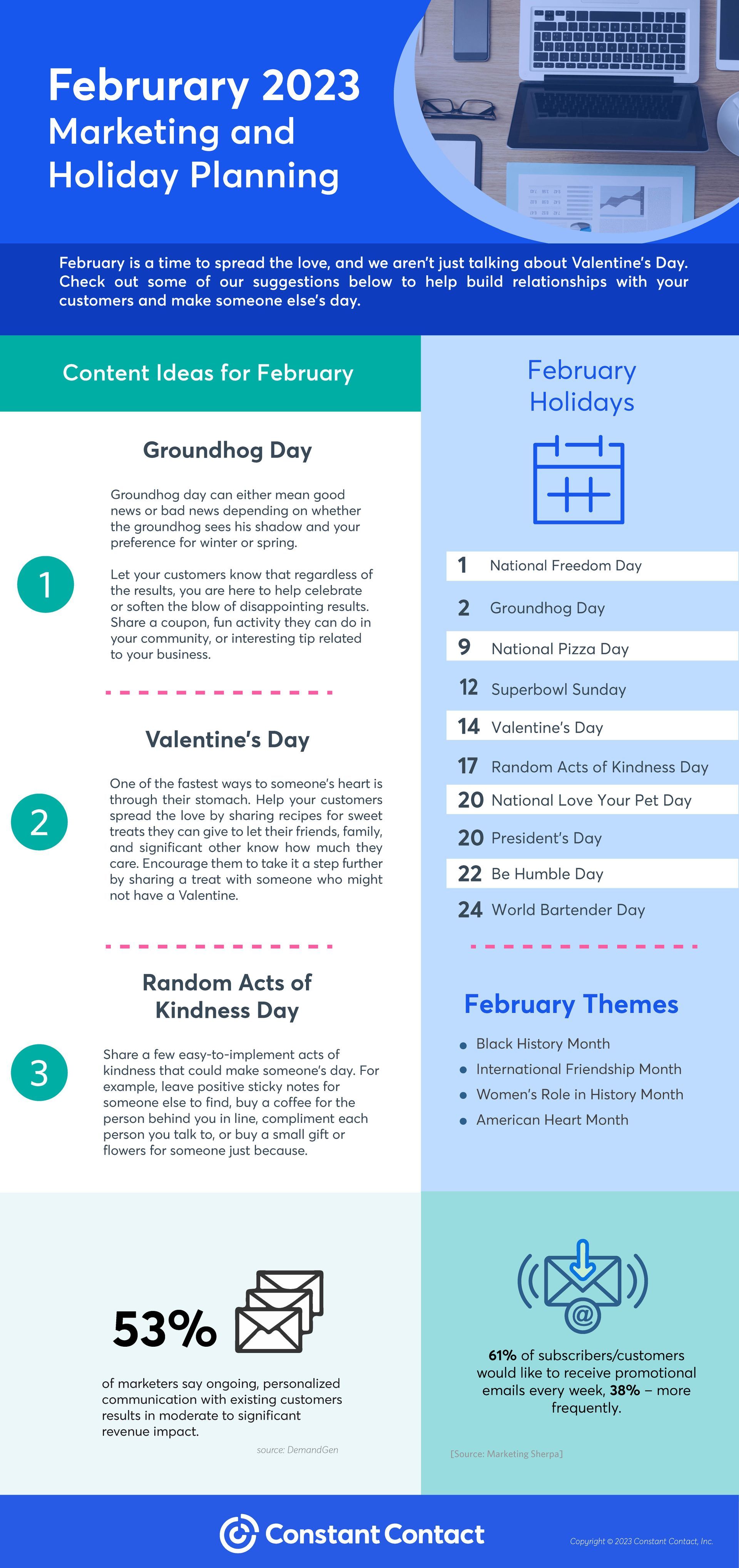 2023 February Holiday Infographic from Constant Contact