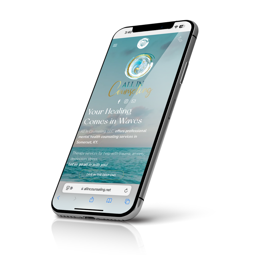 A cell phone is displaying a website on its screen.