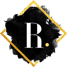R. designs white logo small