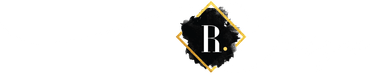 a black and gold logo with the letter r on a white background .