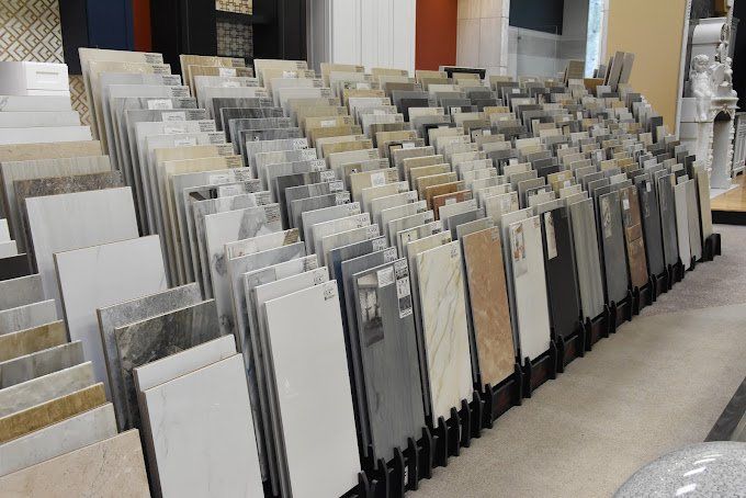 Tile display with many rectangular samples in various colors and textures.