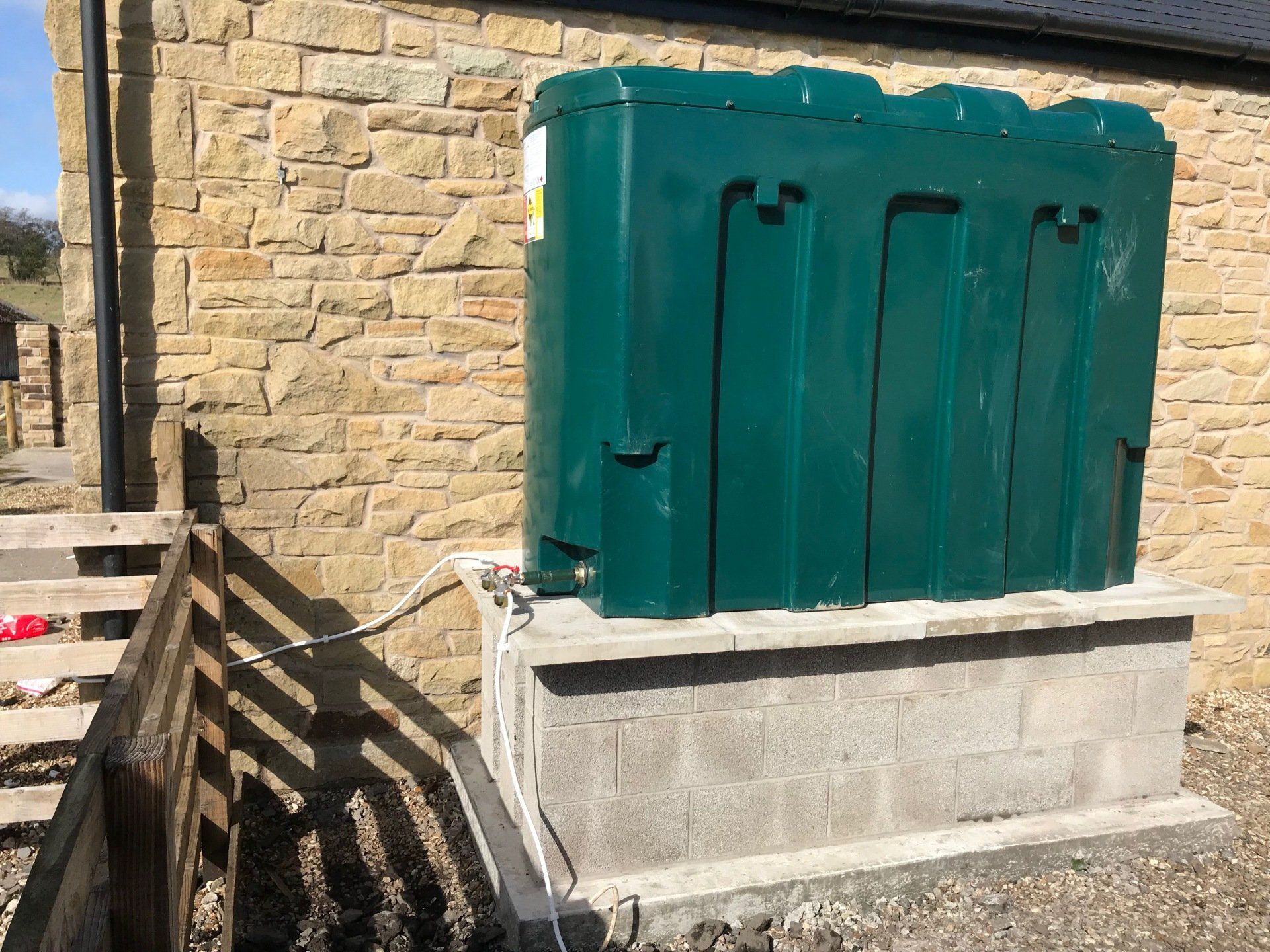 green coloured oil tank installation