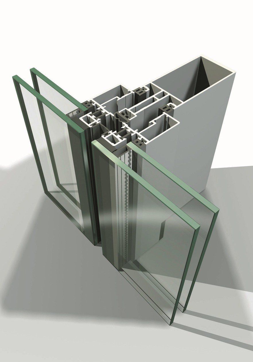 Un'immagine generata dal computer di una porta scorrevole in vetro