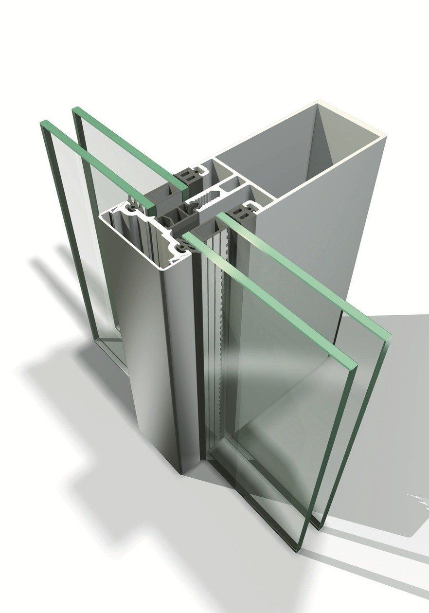 Un'immagine generata dal computer di una porta scorrevole in vetro