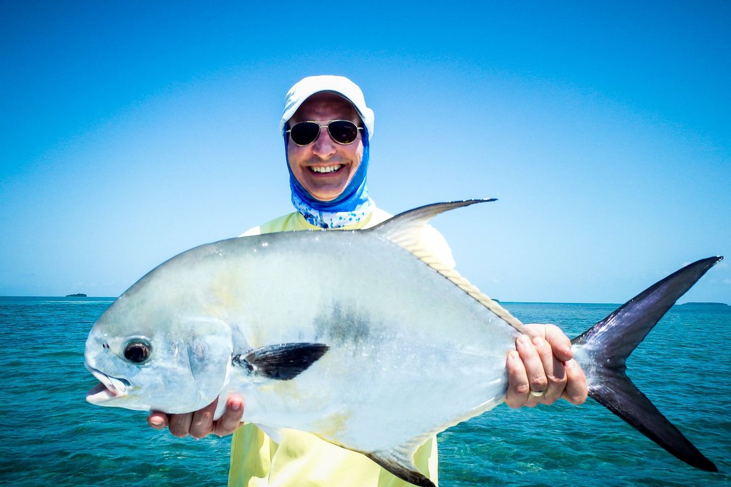 Permit caught on the fly in the open water Florida Keys