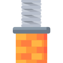 Screw with a gray metal shaft and orange threaded collar