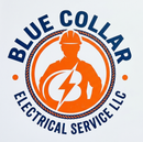 Blue Collar Electrical Service LLC logo with orange electrician silhouette and blue text