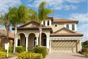 A close-up of a tile roof replacement