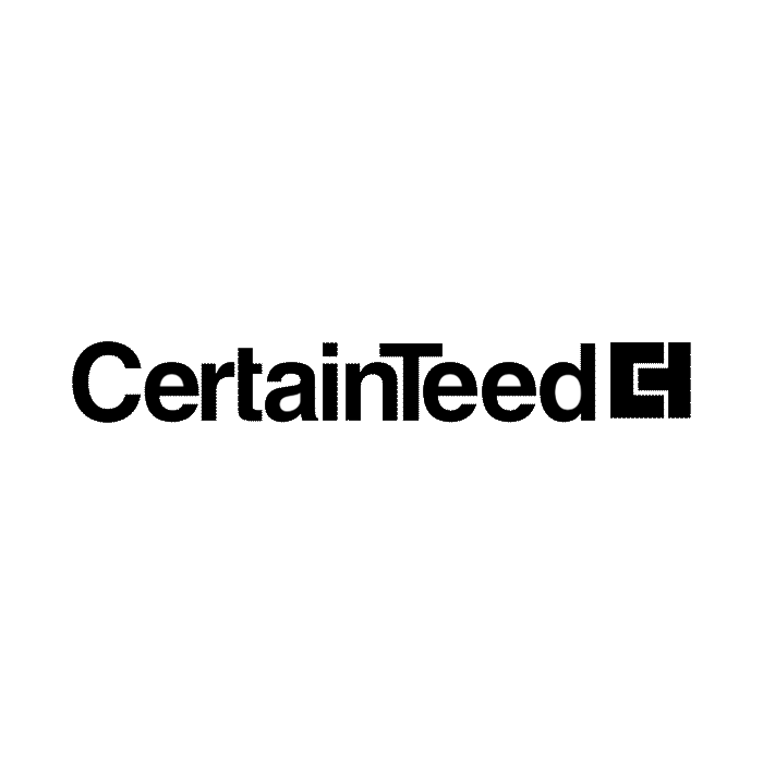 A black and white logo for a company called certainteed.